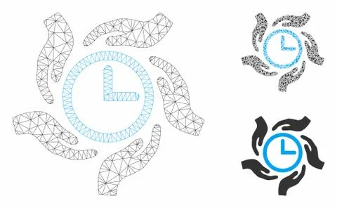 Time Care Vector Mesh Wire Frame Model and Triangle Mosaic Icon Illustrazione stock