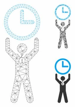 Time Champion Vector Mesh 2D Model and Triangle Mosaic Icon Illustrazione stock