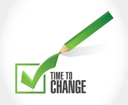 Time to change check mark sign isolated concept Illustrazione stock