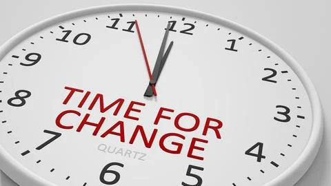 Time for change clock text modern bright style 3d illustration Stock Illustration