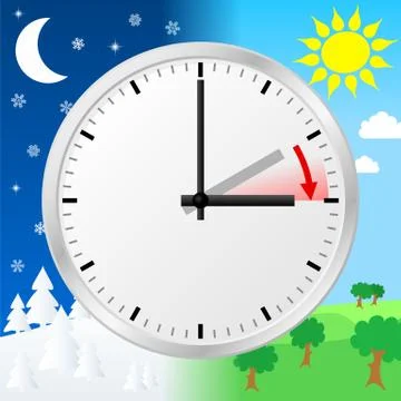 Time change to daylight saving time Stock Illustration