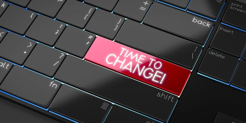 Time to change - modern computer keyboard - 3D illustration Stock Illustration