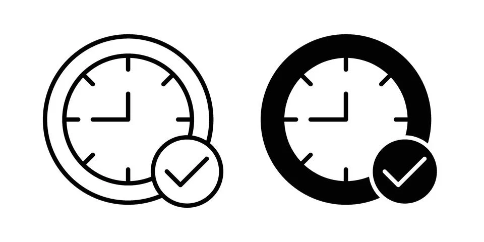Time check icon. Outline, flat icons イラスト素材