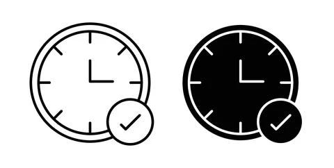 Time check icon symbol. Vector illustration pack in black color. イラスト素材