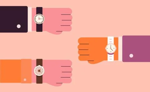 Time check at remote work illustration. Checking time poles and setting Stock Illustration