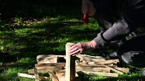 Time to chop kindling for winter Stock Footage 112244359