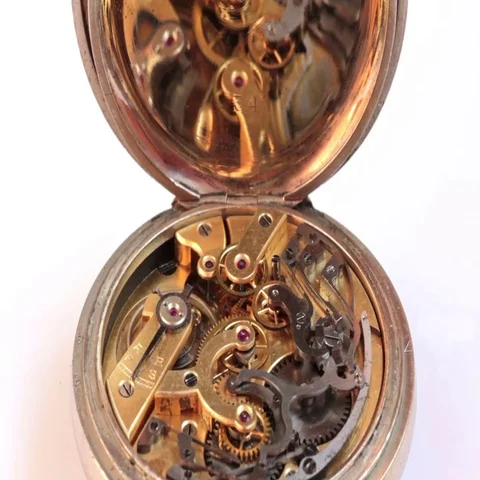 Time Chronograph Movement On A White Background Video stock 69536306