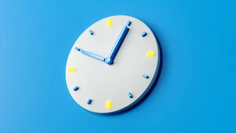 Time clock analog white on pastel blue background, modern minimal style for.. Illustrazione stock