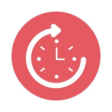 Time clock with arrow around block style icon Illustrazione stock
