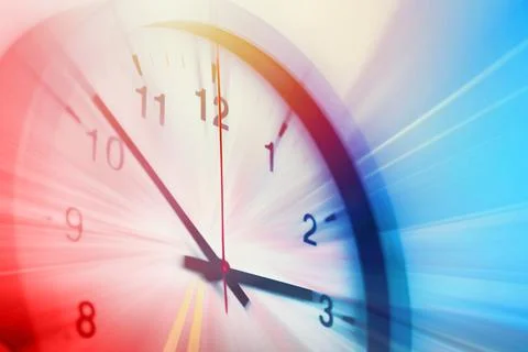 Time clock blur moving quick fast speed for express business hour urgent work Stock Photos