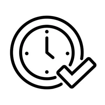 Time clock with check symbol line style icon Stock Illustration