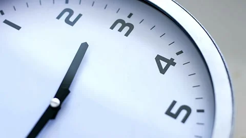 Time clock closeup background macro watch minute deadline white alarm hour Stock Footage 336445125