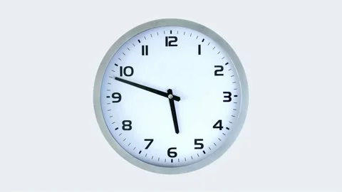 Time clock closeup background macro watch minute deadline white alarm hour Stock Footage 336445130