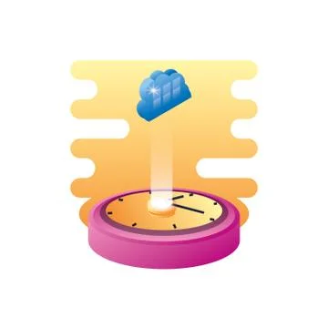 Time clock with cloud computing Illustrazione stock