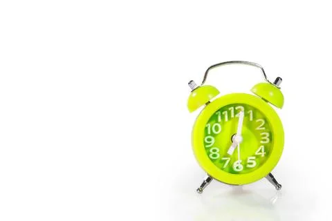 Time clock with copy space white background isolated Stock-Fotos