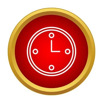 Time clock icon on red gold button 스톡 일러스트