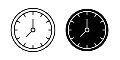 Time clock icon symbol, outline icons Illustrazione stock