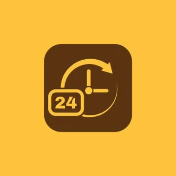 Time, clock icon. Time and watch, timer, 24 hours symbol. UI. Web. Logo. Sign Stock Illustration