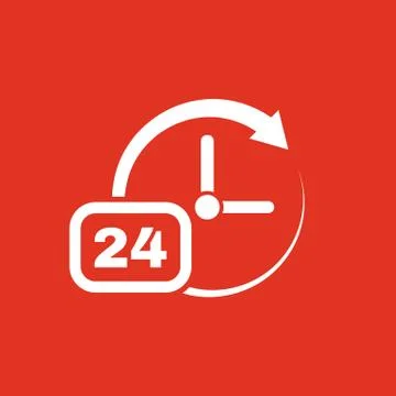 Time, clock icon. Time and watch, timer, 24 hours symbol. UI. Web. Logo. Sign Illustrazione stock