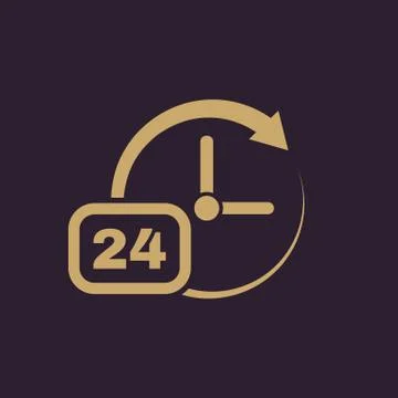 Time, clock icon. Time and watch, timer, 24 hours symbol. UI. Web. Logo. Sign Illustrazione stock gratuita