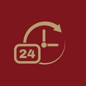 Time, clock icon. Time and watch, timer, 24 hours symbol. UI. Web. Logo. Sign Illustrazione stock