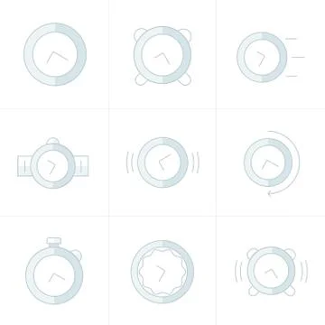 Time Clock Icons Set gray cokor Stock Illustration