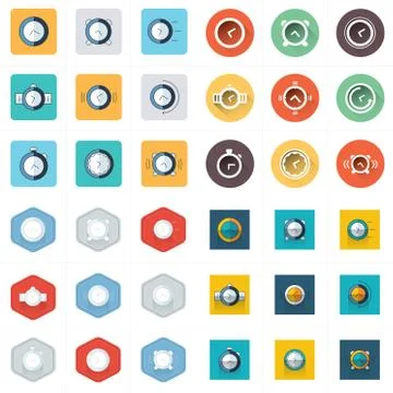 Time Clock Icons Set Stock Illustration