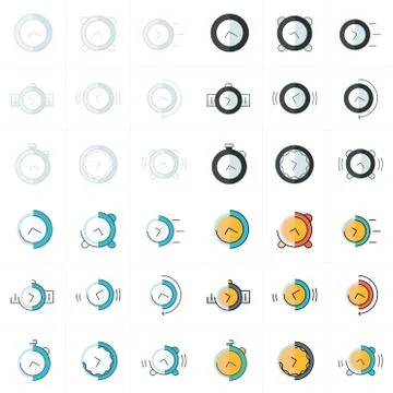 Time Clock Icons Set Stock Illustration