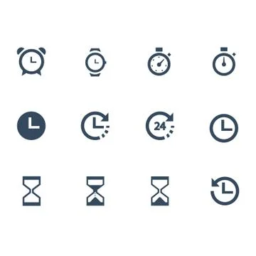 Time clock icons set. Stock Illustration