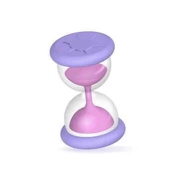 Time clock isolared render icon. Sand clock element. Realistic 3d design in Illustrazione stock