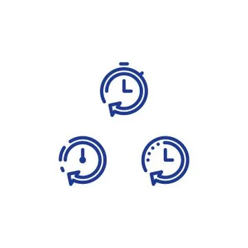 Time clock line icon set, fast delivery, quick service, working hours Stock Illustration