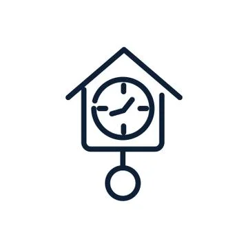 Time clock with pendulum linear design Stock Illustration