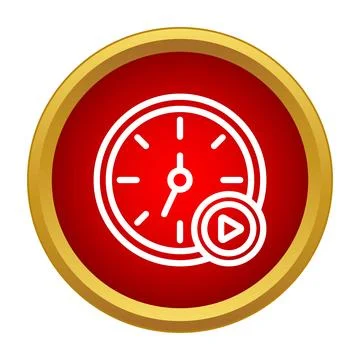 Time clock with play button for video duration Stock Illustration