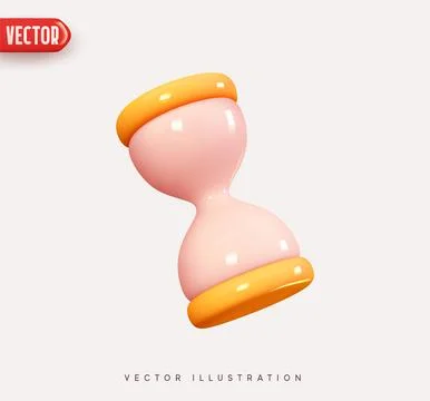 Time clock. Sand clock icon. Realistic 3d design In plastic cartoon style. Ol Stock Illustration