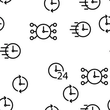 Time Clock Seamless Pattern Vector Stock Illustration