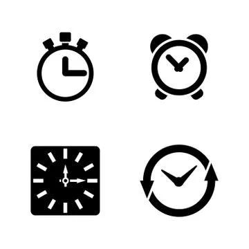 Time Clock. Simple Related Vector Icons Stock Illustration