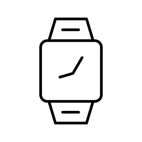 Time clock square wrist watch line style icon 스톡 일러스트