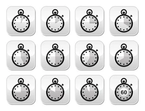 Time, clock, stopwatch vector buttons set Stock Illustration