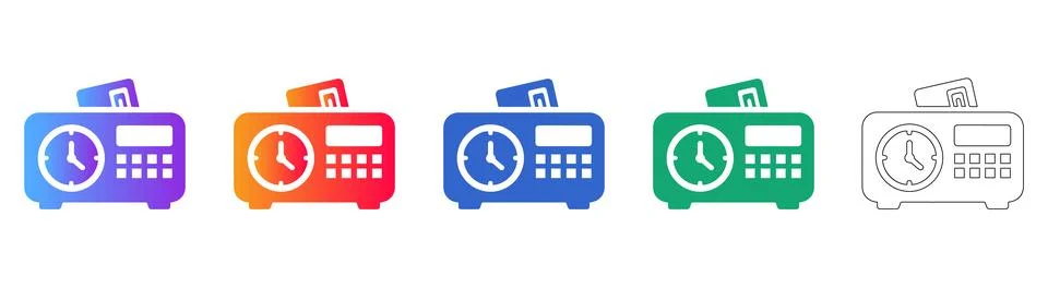 Time Clock Terminal Icons Stock Illustration