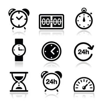 Time, clock vector icons set Stock Illustration