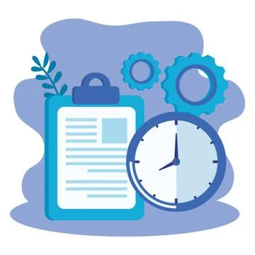 Time clock watch and checklist Illustrazione stock
