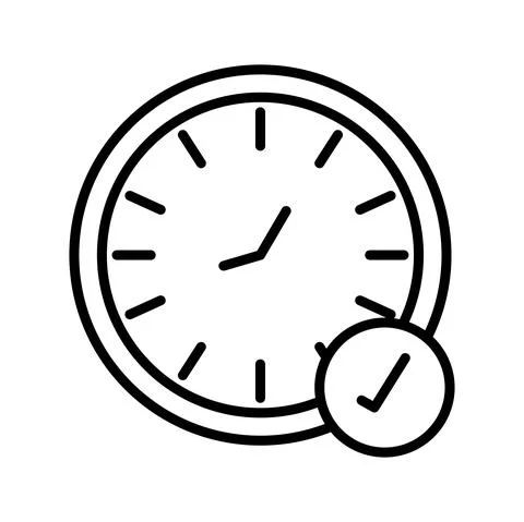 Time clock watch with check symbol line style icon Stock Illustration