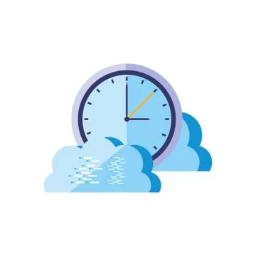 Time clock watch with cloud computing Stock Illustration