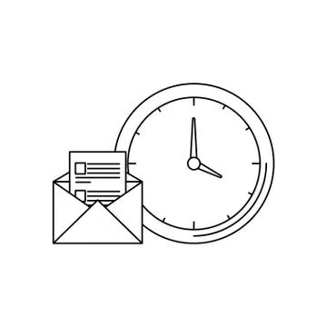 Time clock watch with envelope mail Stock Illustration