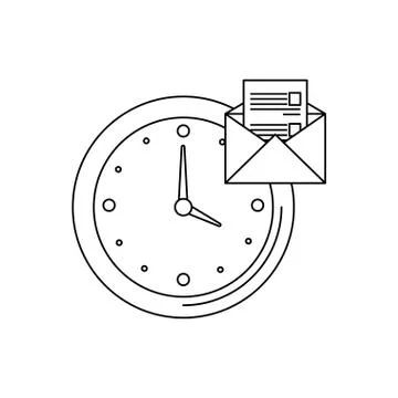 Time clock watch with envelope mail Illustrazione stock