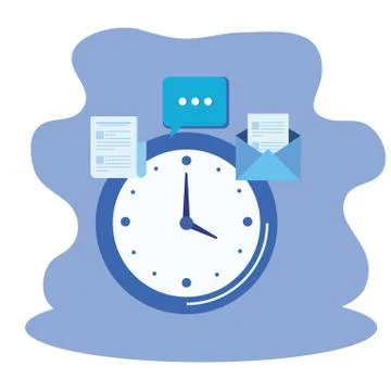 Time clock watch with envelope mail Illustrazione stock
