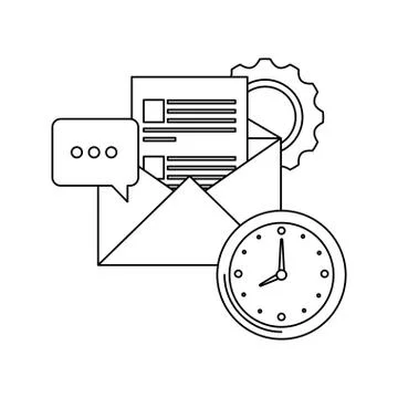 Time clock watch with envelope mail Illustrazione stock
