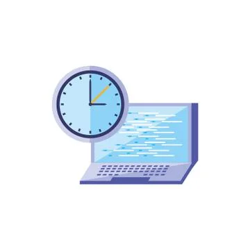 Time clock watch with laptop computer Stock Illustration