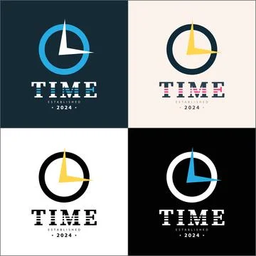 Time clock watch modern logo set template design Illustrazione stock