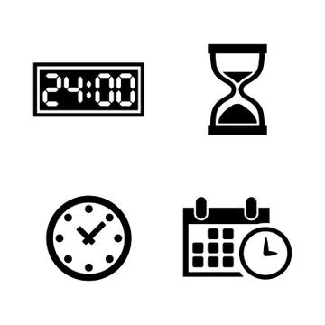 Time, Clock, Watch, Timer. Simple Related Vector Icons Stock Illustration